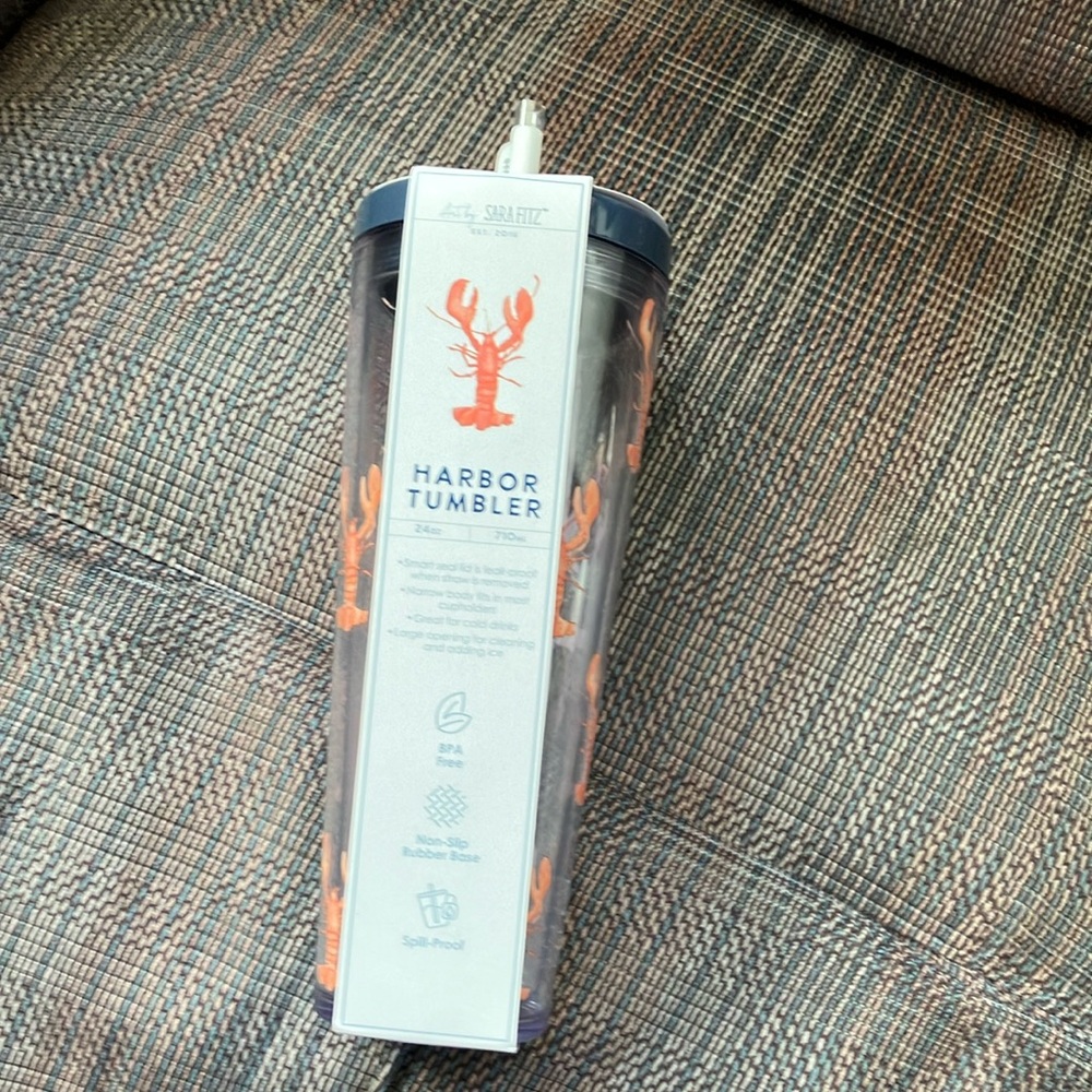 Sara Fitz Harbor Tumbler with Lobster Design NWT